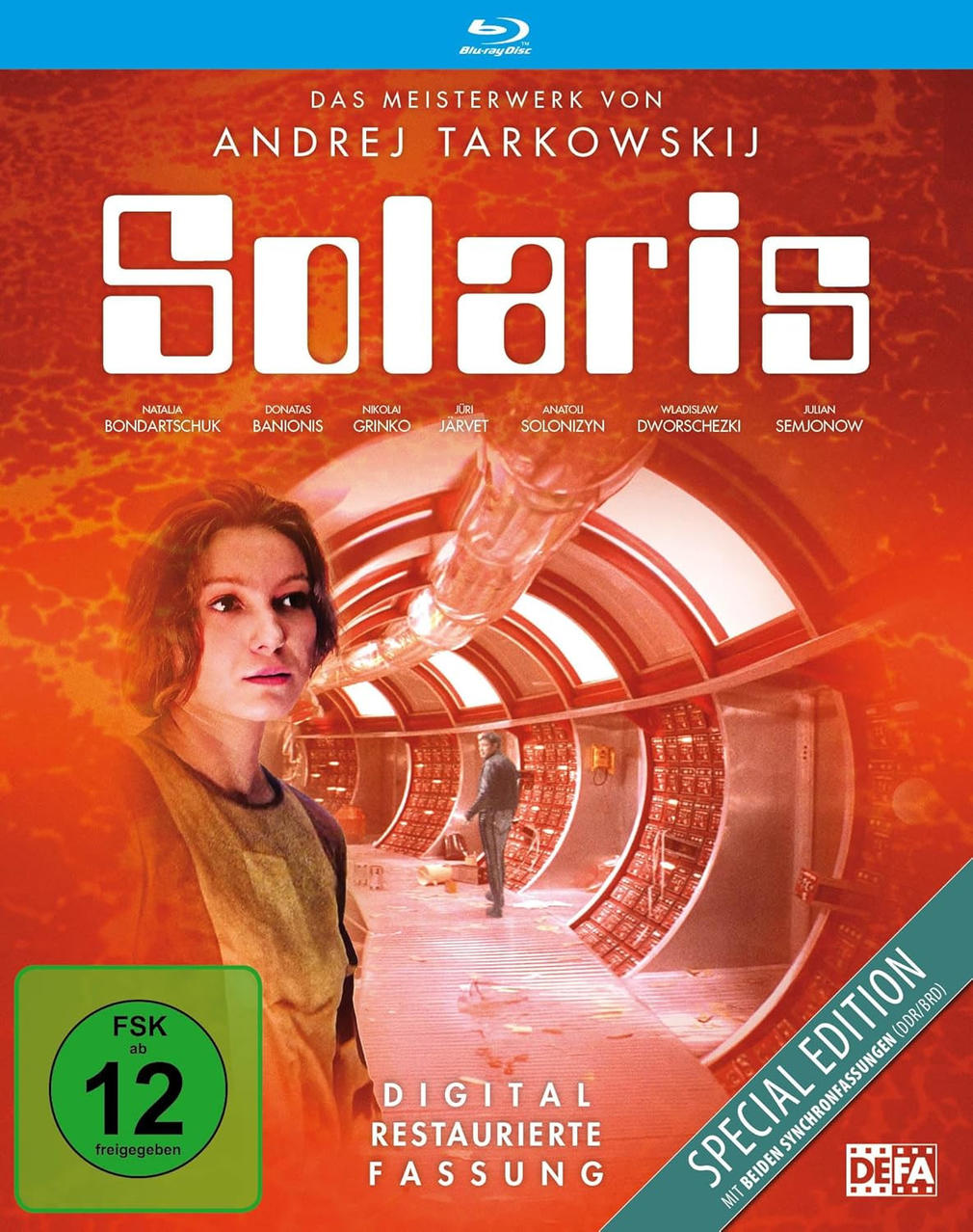 DVD-Cover für 'Solaris'. Frau links, Mann rechts, Text in Weiß und Rot.