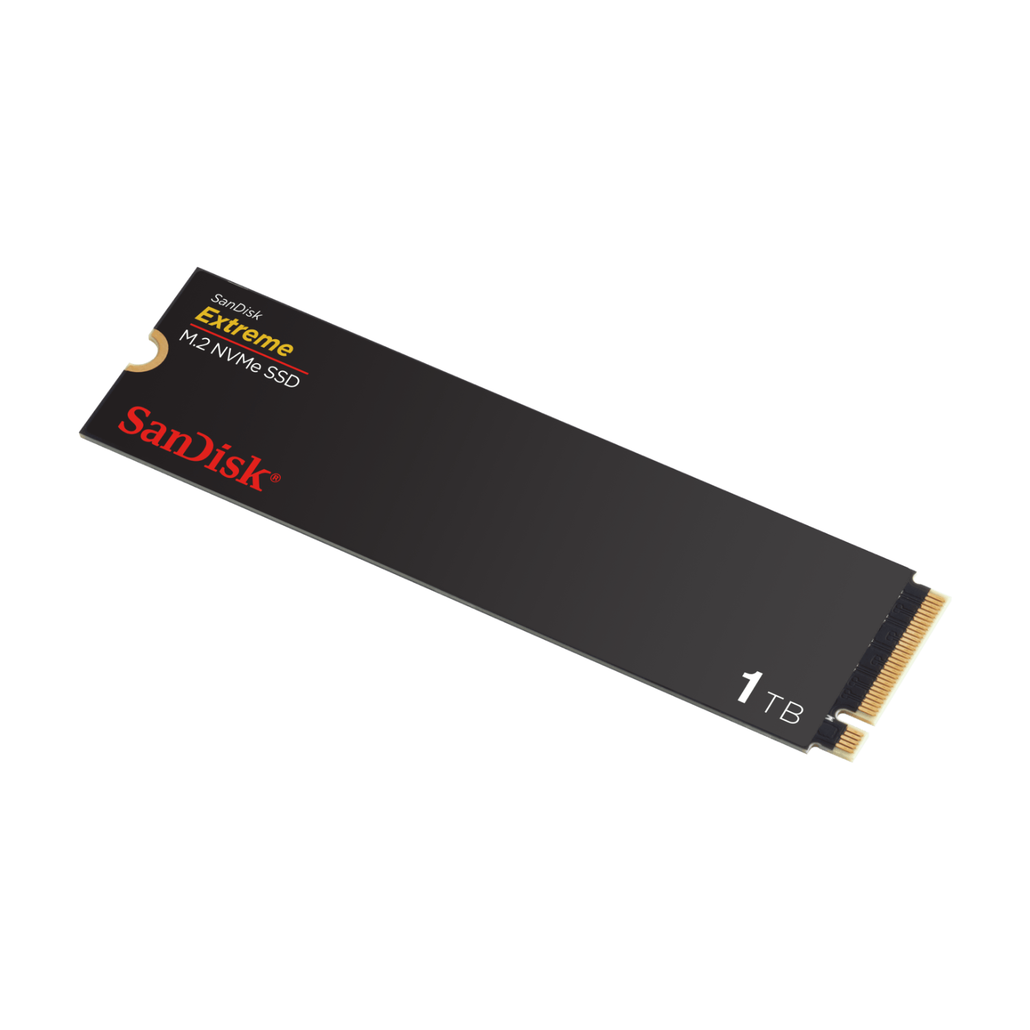 SSD NVMe M.2 SanDisk Extreme negra, con capacidad de 1TB.