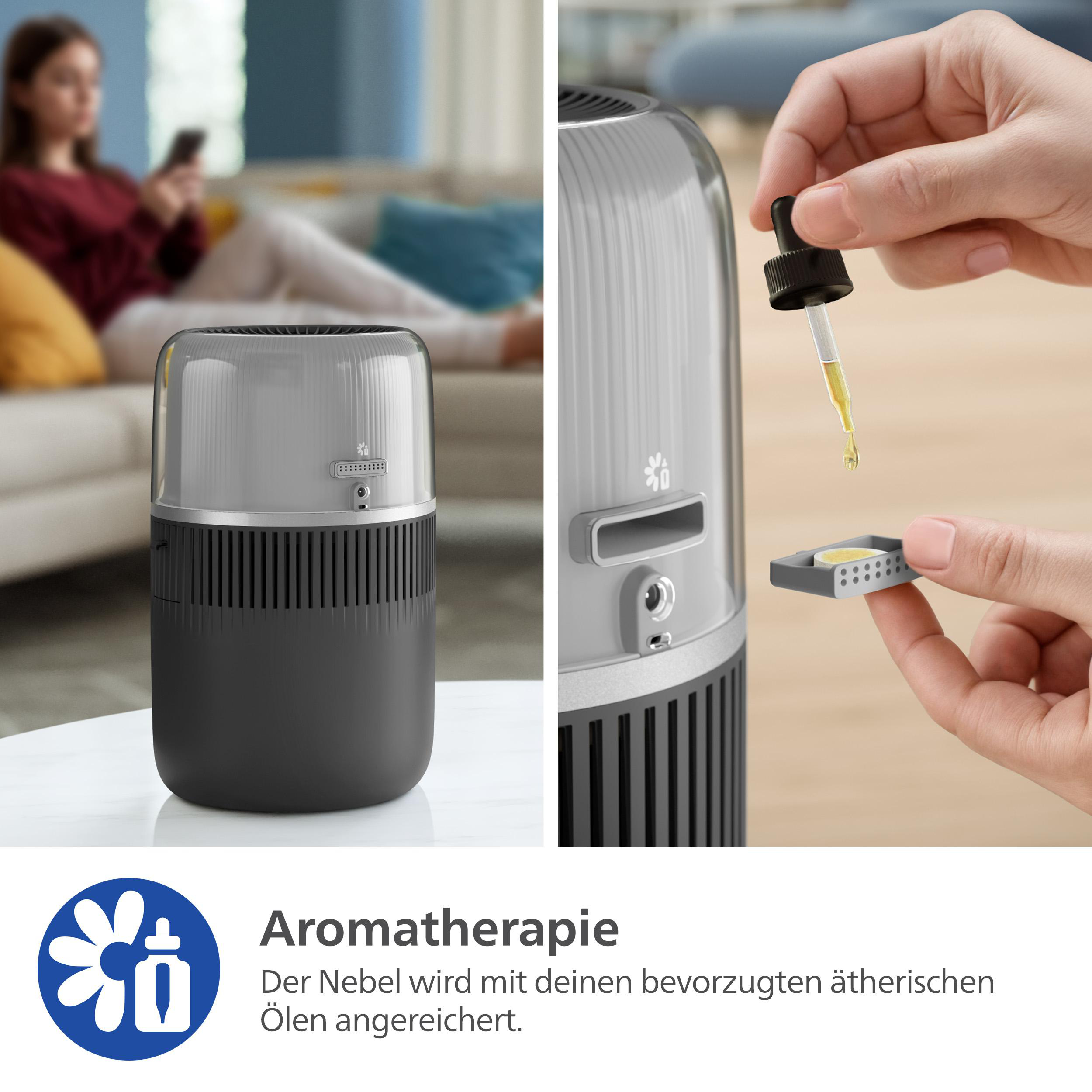 Schwarzer Roboter-Staubsauger mit rundem Design und Bürste.