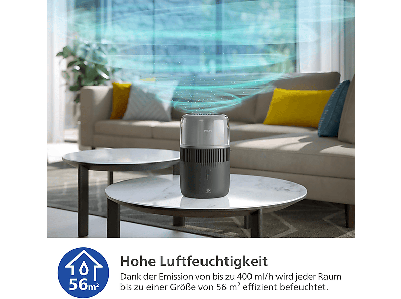 Philips HU5710/03 5000 Series 4.5L Luftbefeuchter Dunkelgrau (14,1 Watt, Raumgröße: 56 m²) — Foto 3 von 5