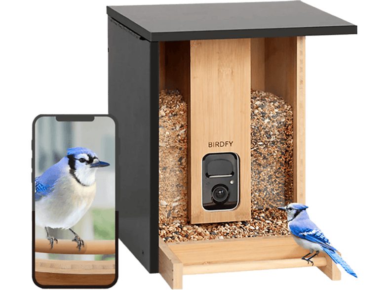 Birdfy Bird Watch Camera Met Voeder En Zonnepaneel Bamboo Zwart (eppambni8402110)