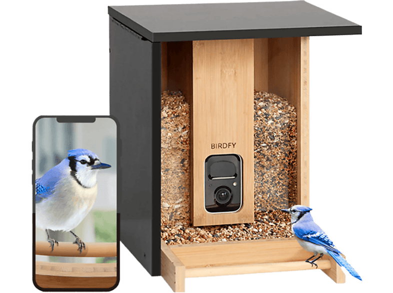Birdfy Bamboo Caméra Mangeoire Intelligente pour Oiseaux avec Panneau Solaire