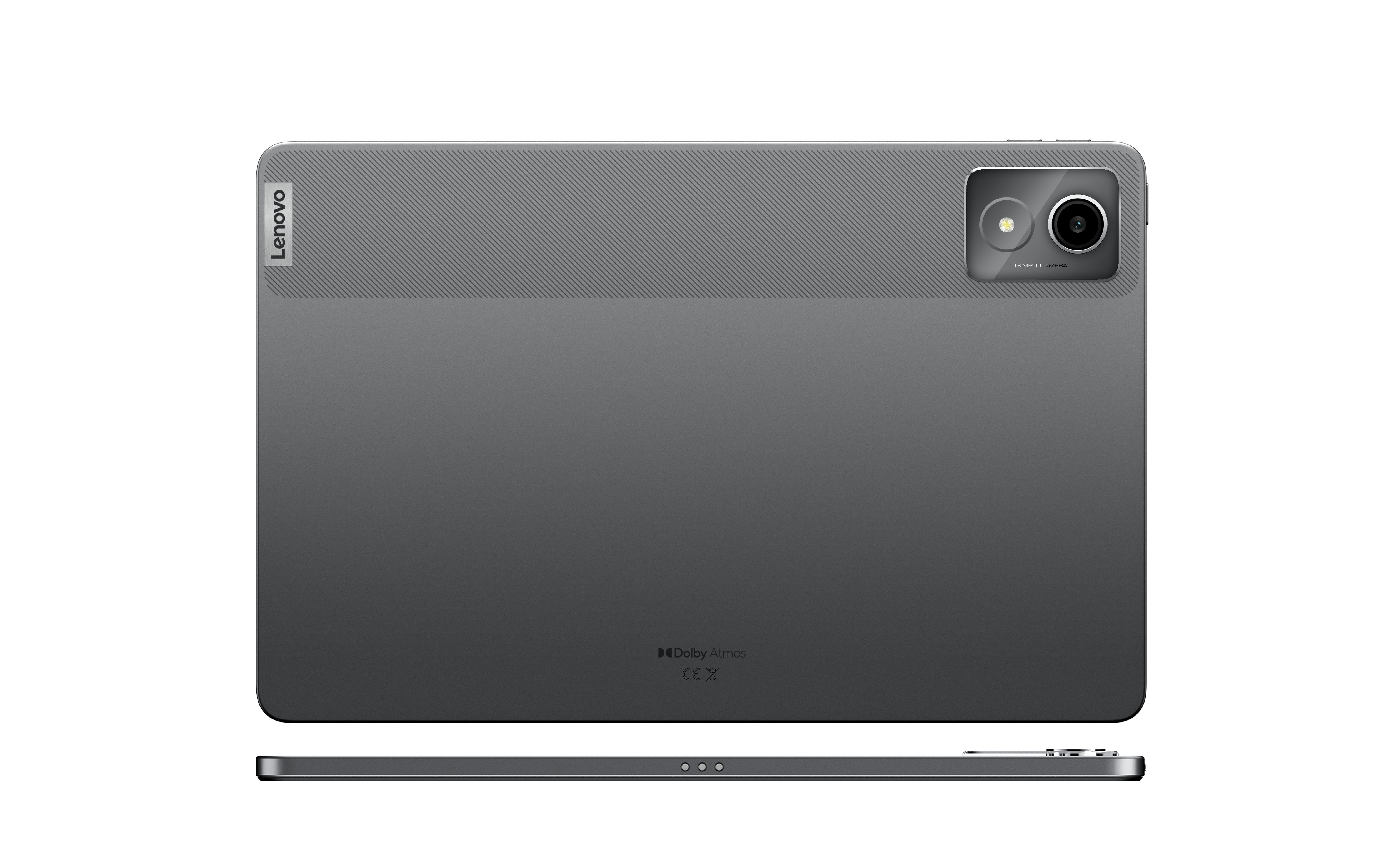 Rückansicht eines grauen Tablets mit Kamera.