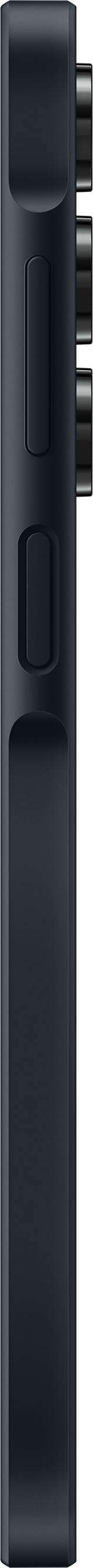 Gros plan sur un smartphone noir avec les boutons latéraux visibles. Le téléphone est vertical.