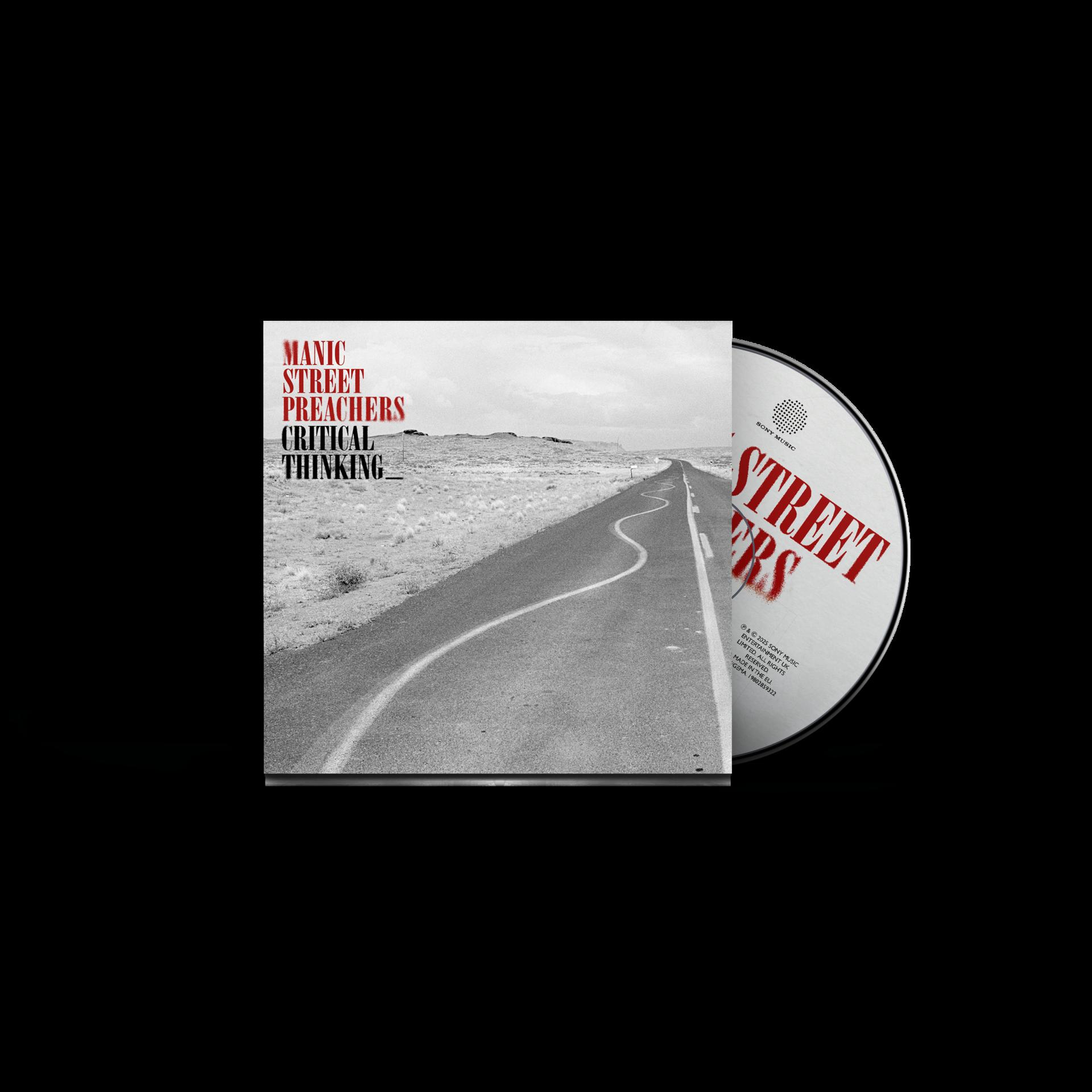 CD-Hülle und -Disc für 'Manic Street Preachers - Critical Thinking'. Das Cover zeigt eine Straße. Disc hat 'Street'.
