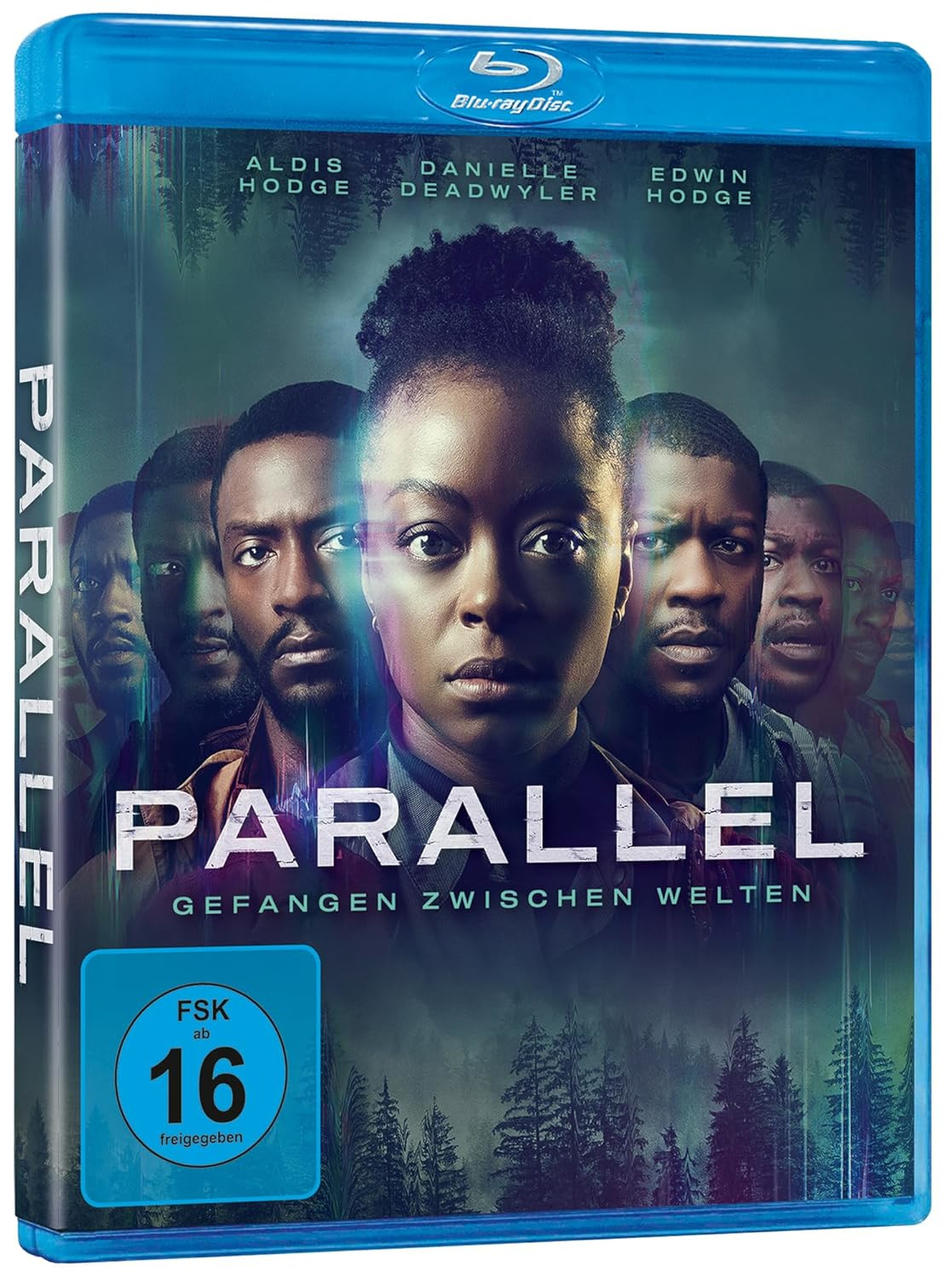 Eine Blu-ray-Disc-Hülle für einen Film mit einer Gruppe von Personen und dem Wort PARALLEL.