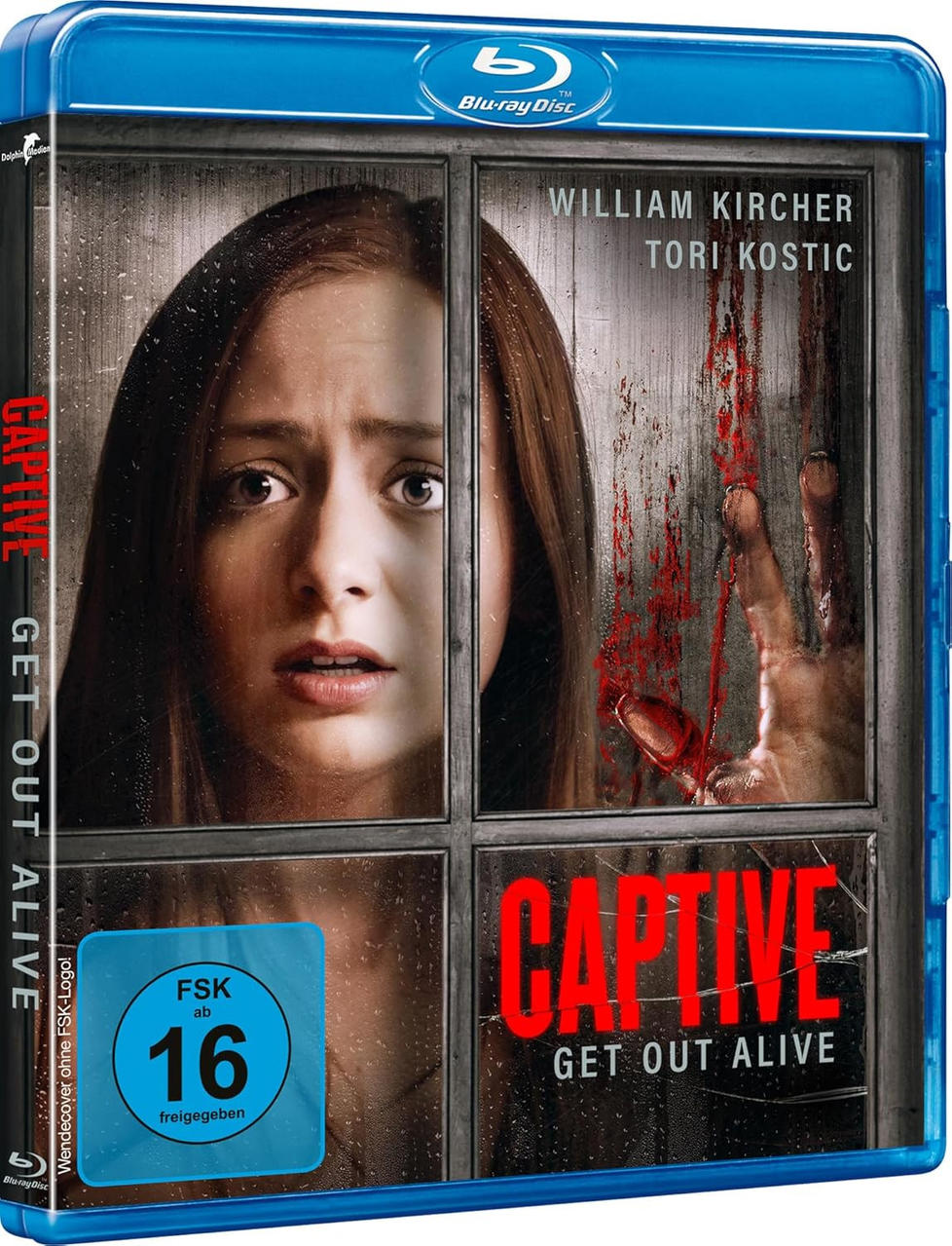 DVD-Cover: Das Gesicht einer Frau mit ängstlichem Ausdruck ist sichtbar.