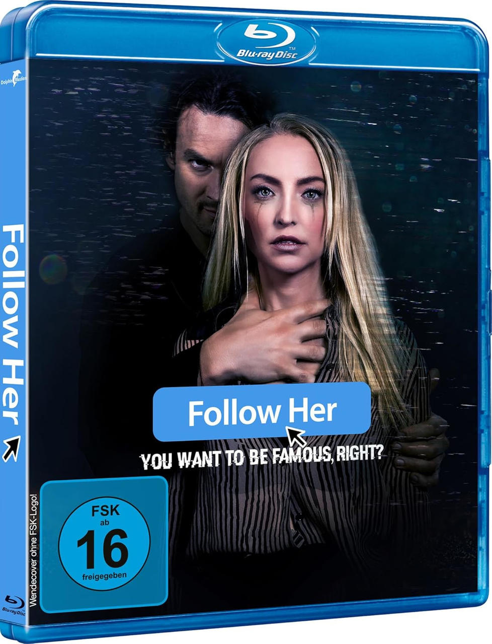 Blu-ray-Disc-Hülle mit Mann und Frau, Filmtitel 'Follow Her'.
