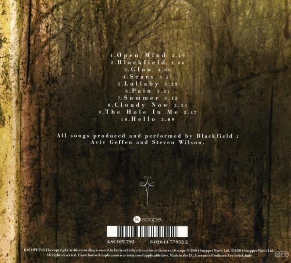 Albumcover mit Titelliste und Hintergrund aus dunkler Holzstruktur.