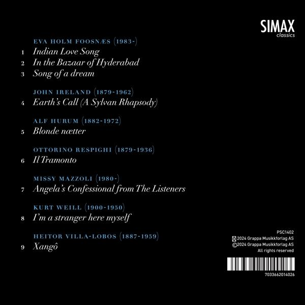 Ein schwarzes CD-Cover mit Songtiteln und Credits in weißem Text. Simax Classics-Logo.