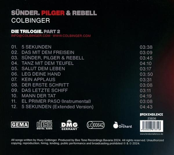 Die Rückseite einer CD-Hülle mit Songtiteln und Informationen auf Deutsch.