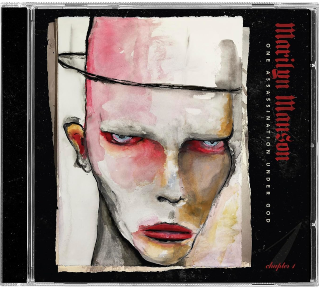 Album borító: Marilyn Manson arcmunkával, a 'One Assassination Under God' címmel.