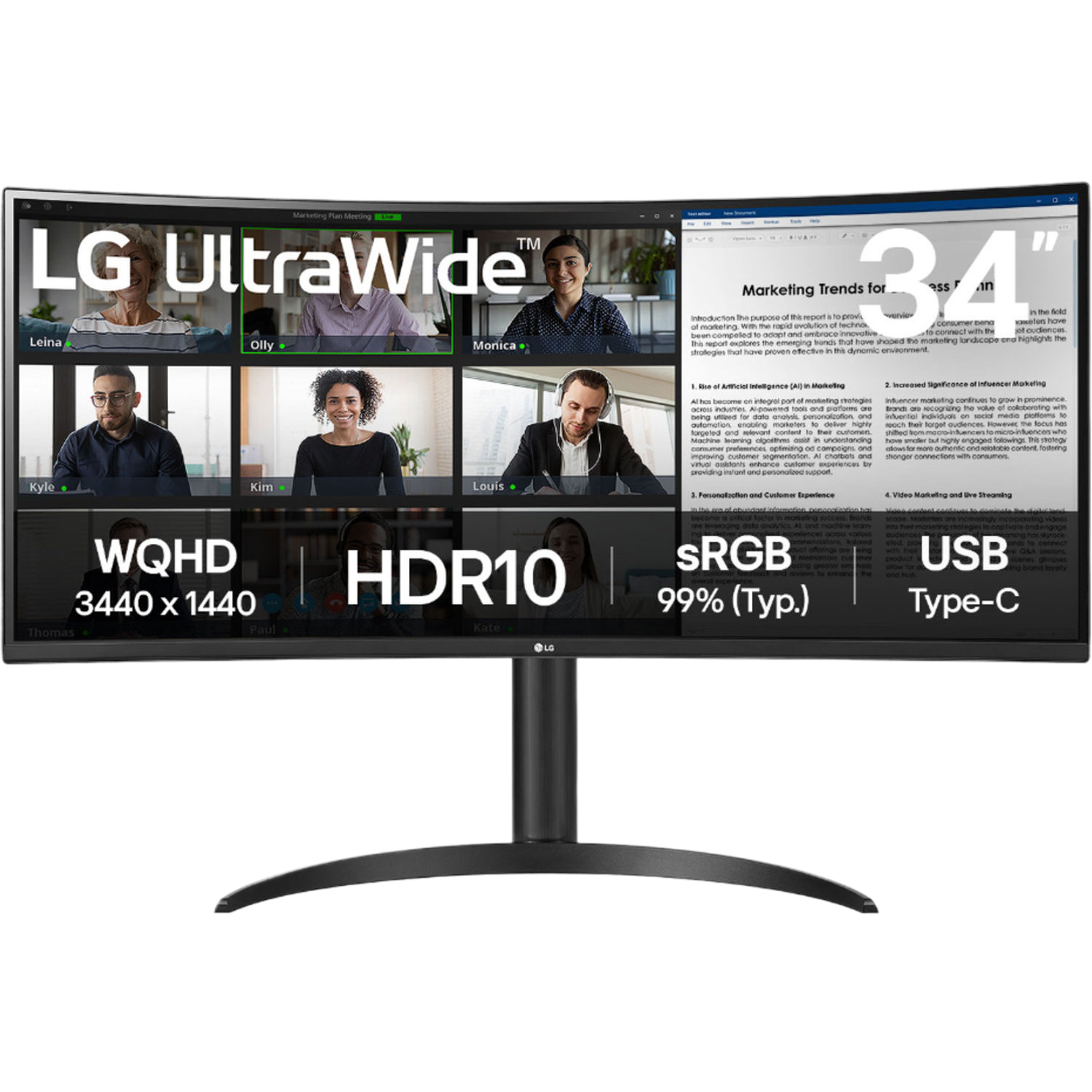 Lg Ultrawide 34wr55qk-b - 34 Inch 3440 X 1440 (uwqhd) Va-paneel In Hoogte Verstelbaar