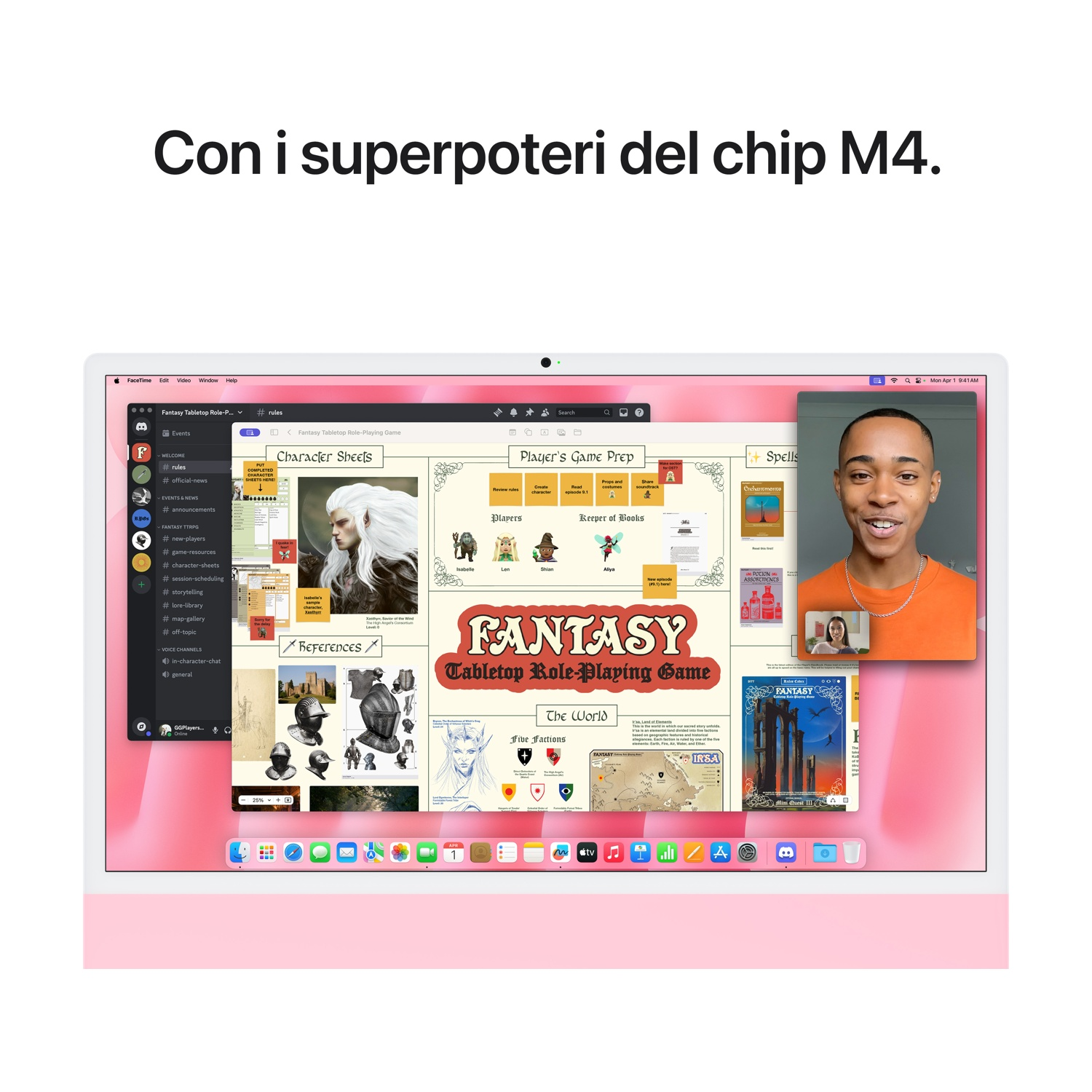 Una persona usa un computer con un gioco fantasy sullo schermo. Un volto è visibile.