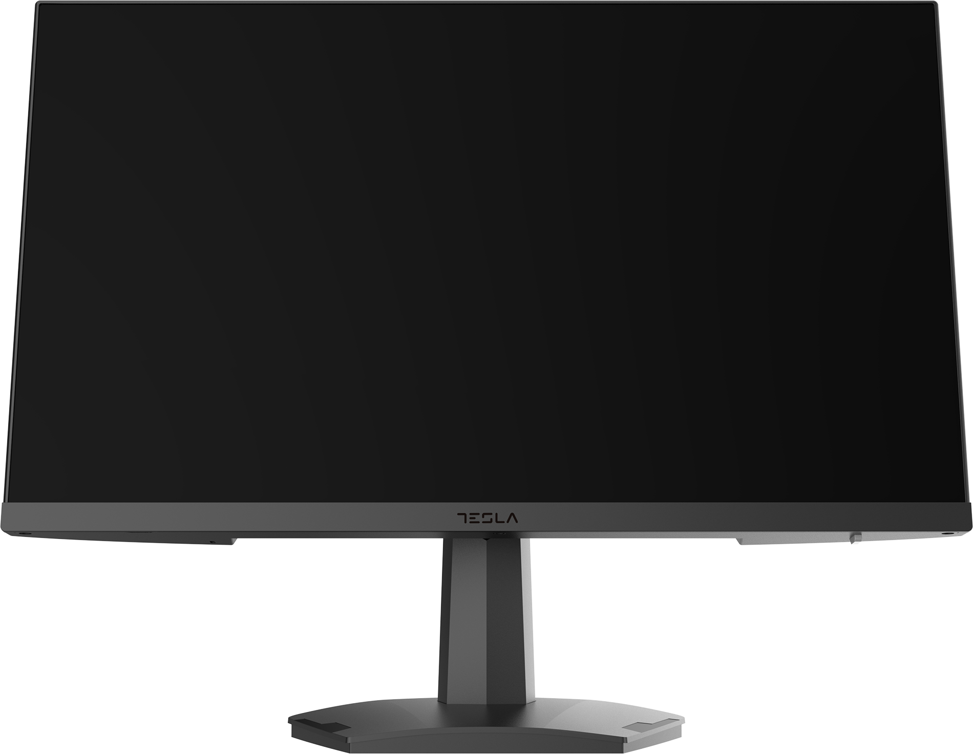 Fekete Tesla monitor. Üres képernyő sötét háttérrel.