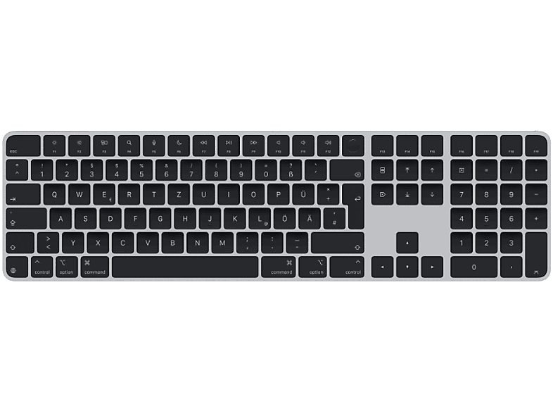 APPLE Keyboard schwarz mit Touch ID und Ziffern­block für Mac Modelle mit APPLE Chip (Deutsch), Schwarz; kabellose Tastatur