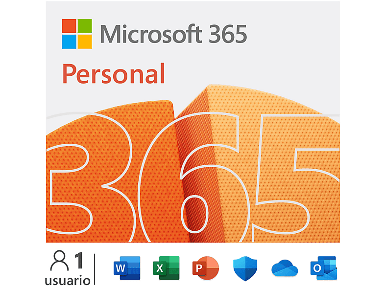 Microsoft 365 Personal, 12 meses, 1 persona, Aplicaciones Premium de Office, 1TB almacenamiento, para PC/Mac/Android/iOs (Código descarga)