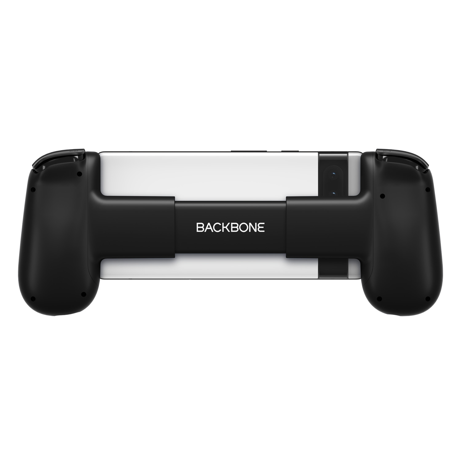 Contrôleur Backbone noir pour smartphone. Emplacement pour téléphone au milieu.