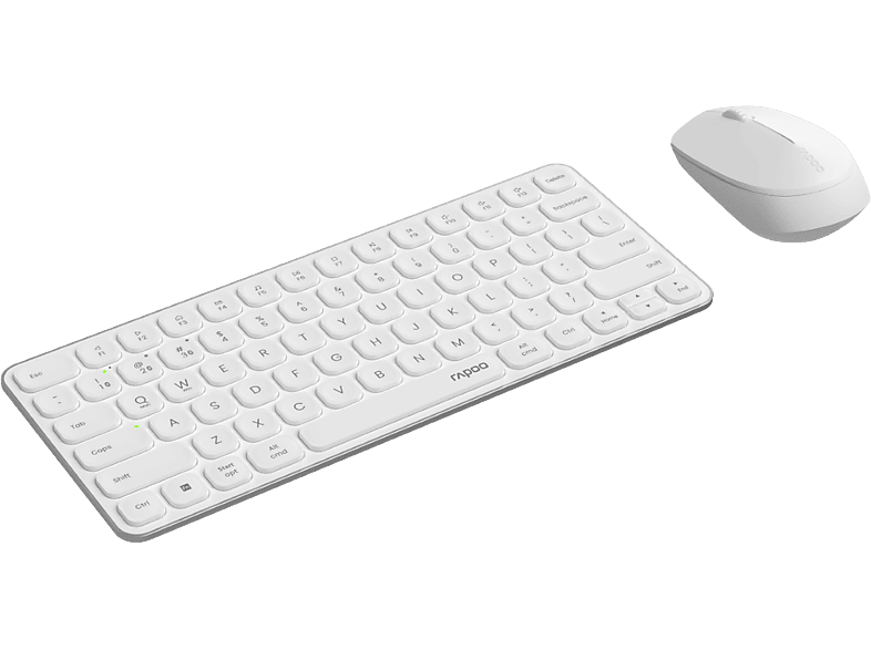 Pack Teclado + Ratón - Rapoo 9010M, Inalámbrica, Bluetooth, 2400 DPI, Diseño ultrafino, Alcance 10m, Blanco
