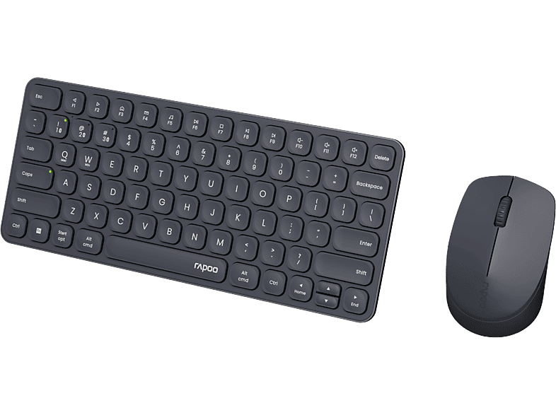 Pack Teclado + Ratón - Rapoo 9010M, Inalámbrica, Bluetooth, 2400 ppp, Diseño ultrafino, Alcance 10m, Negro