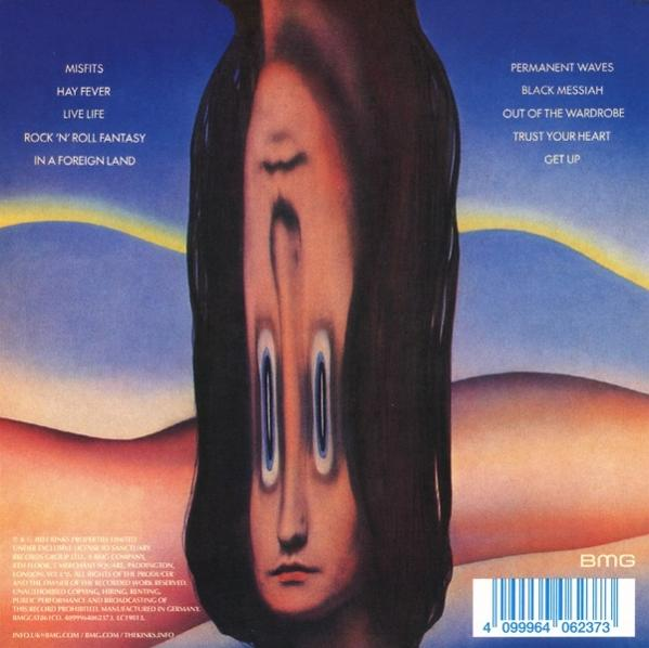 Albumcover mit verzerrtem Gesicht auf blau-gelbem Hintergrund, Text der Songtitel.