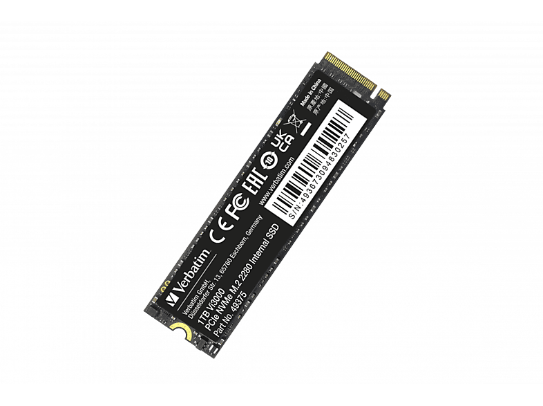 VERBATIM Vi3000 Internal PCIe NVMe M.2 GEN3 3300MB Okuma 3000MB Yazma 1 TB Dahili SSD Siyah