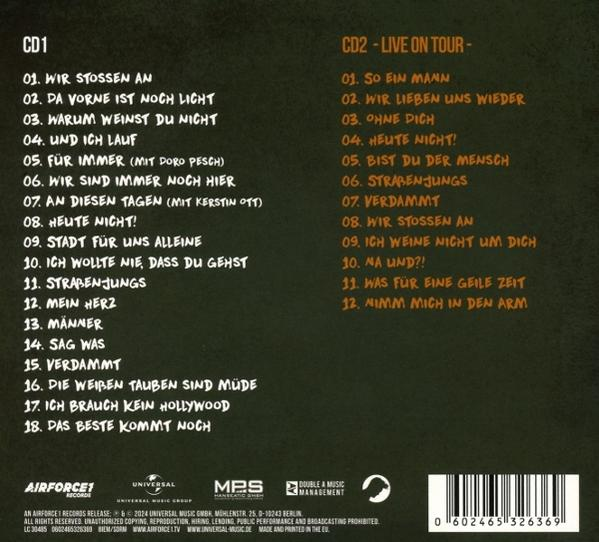 Albumcover mit Songtiteln.