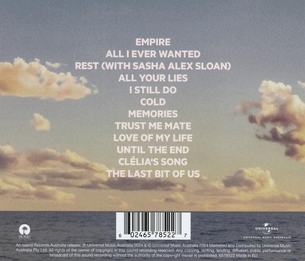 CD-Cover mit Songtiteln auf der Rückseite: Empire, All I Ever Wanted, und mehr.