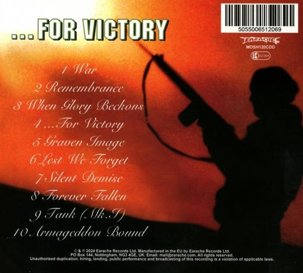 CD-Cover mit Titel "...For Victory". Silhouette eines Soldaten mit Gewehr auf rot-orangefarbenem Hintergrund.