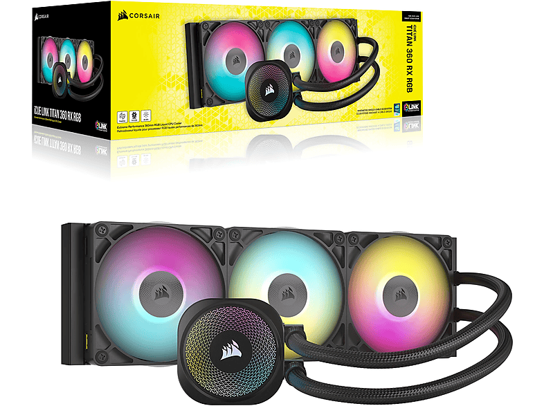 CORSAIR iCUE Link titan 360 RX RGB - Prozessor-Flüssigkeitskühlsystem, Schwarz; CPU Wasserkühlung — Foto 3 von 5