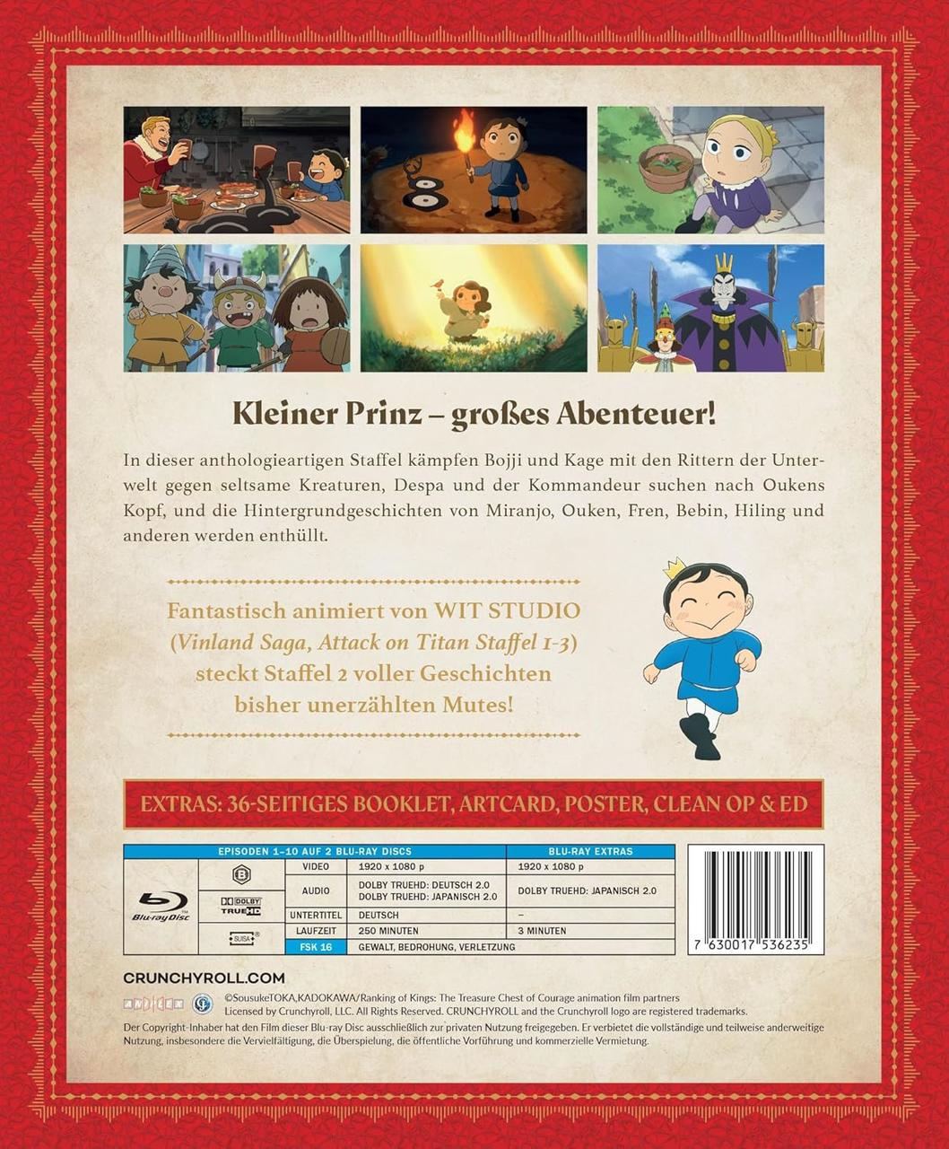 Rückseite einer DVD-Box mit Anime-Figuren, Text und farbenfrohem Hintergrund.
