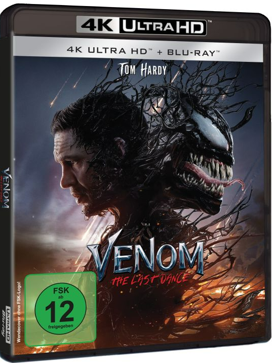 Venom Blu-ray-Hülle mit Tom Hardy, dunkler Hintergrund.