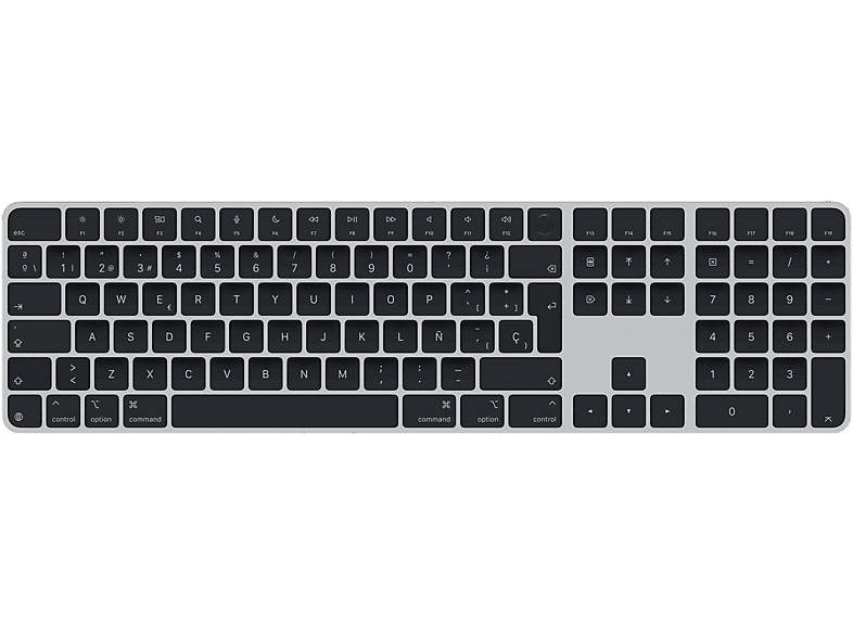 Apple Magic Keyboard, Con Touch ID y teclado numérico, Teclas Negras, Español, Bluetooth, Gris