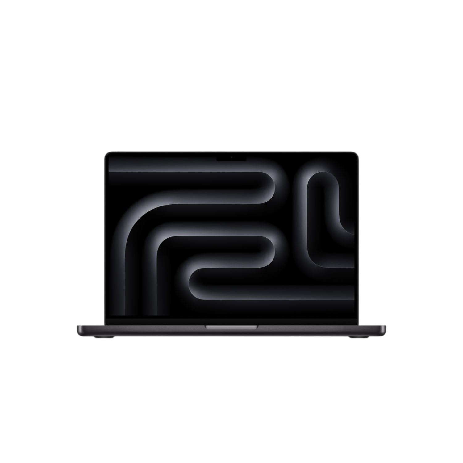 Laptop met een donkere, abstracte achtergrond op het scherm. De laptop is gesloten en zwart.