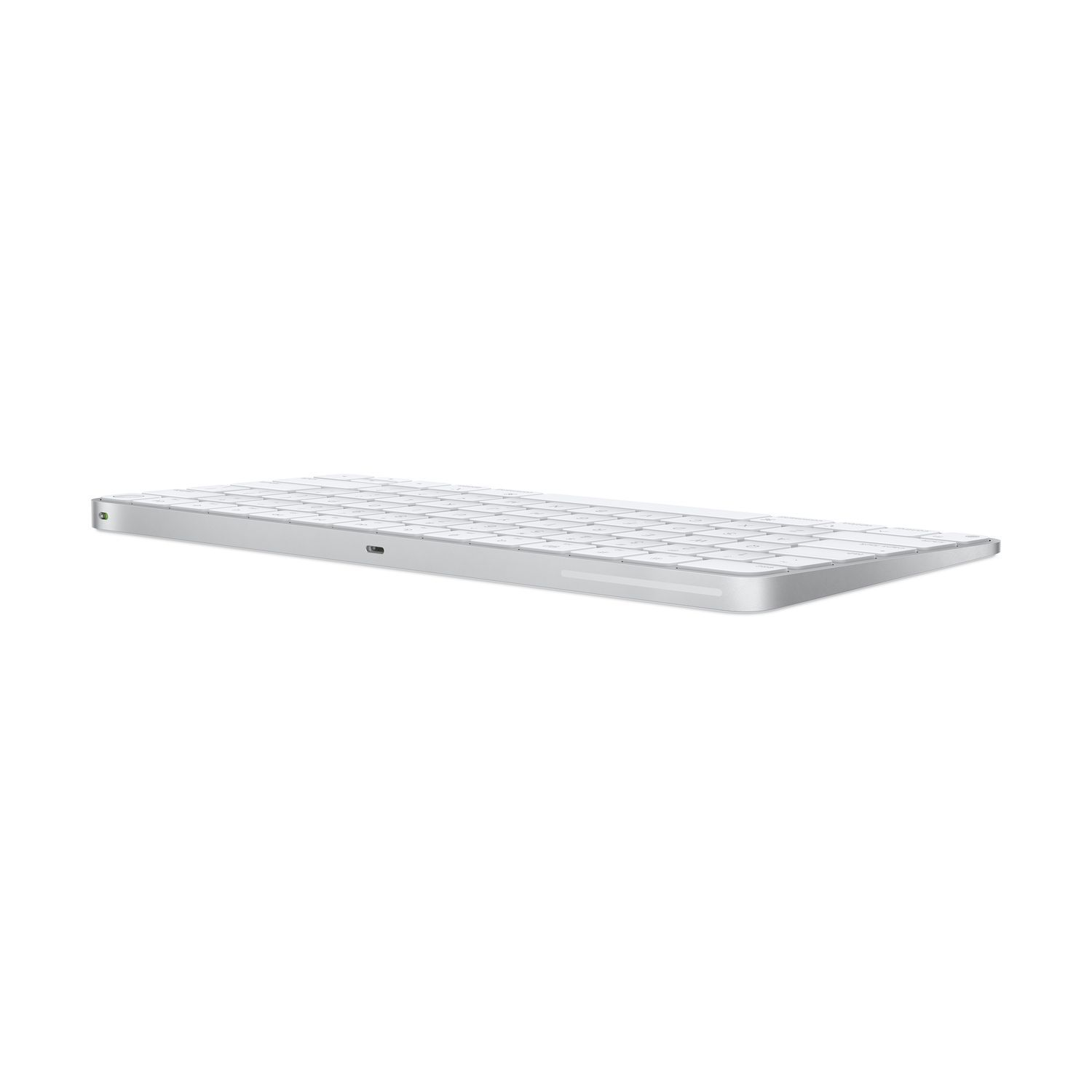 Silver keyboard on a white background. The keyboard is flat and rectangular.