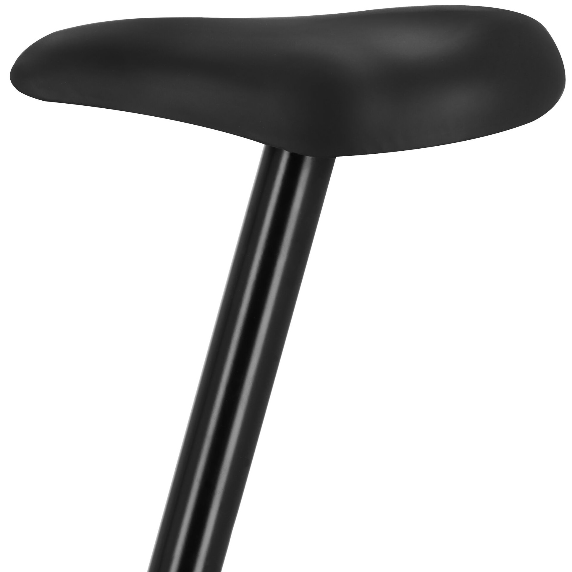 Czarne siodełko rowerowe na czarnym słupku. To prosty projekt.