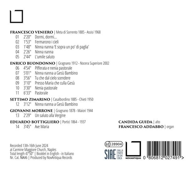 Text mit italienischen Titeln und Texten. Namen der Komponisten und Interpreten sind enthalten.