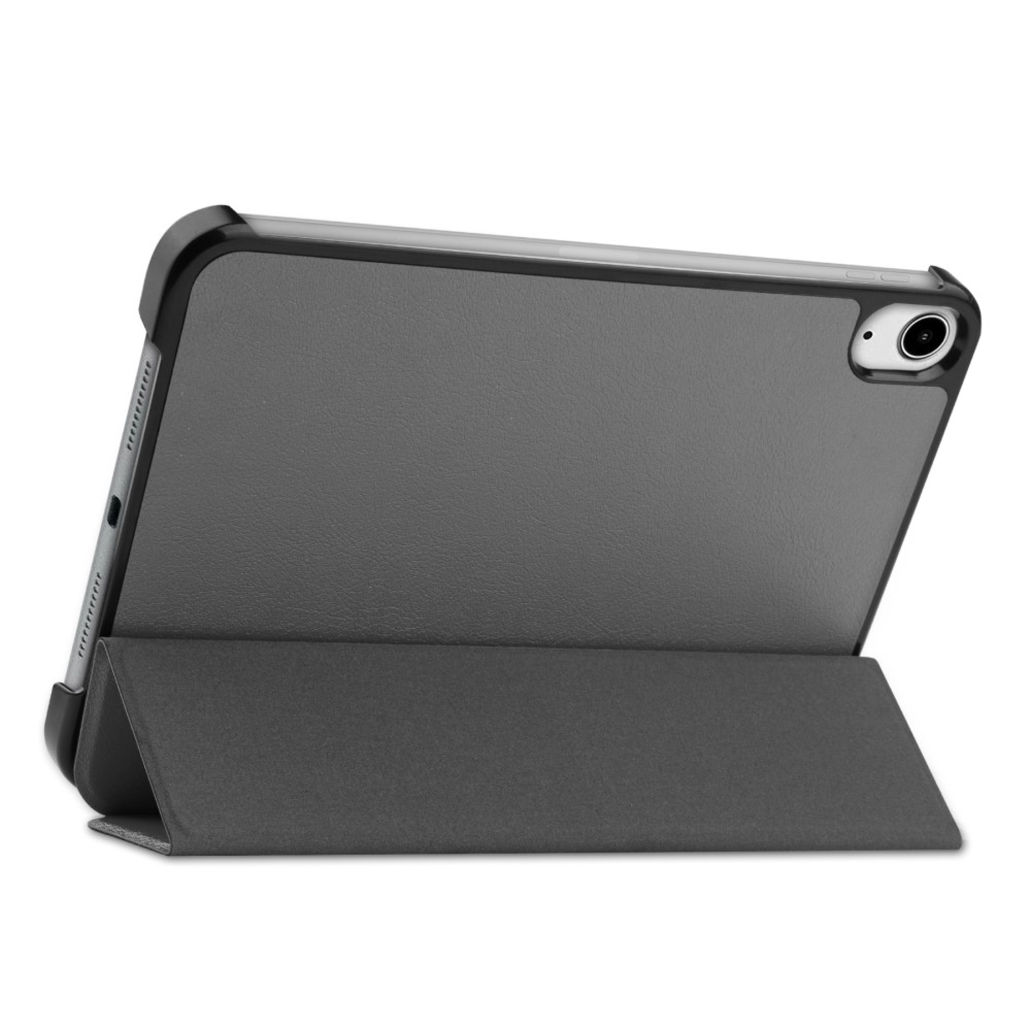 A tablet case with a dark gray cover.