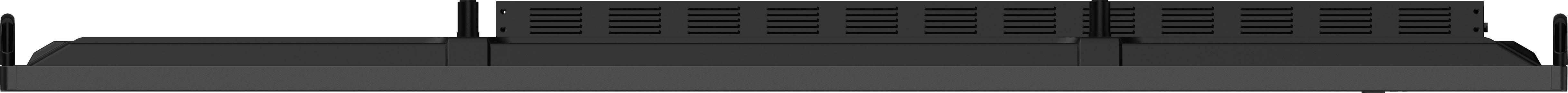 Draufsicht auf einen schwarzen Computermonitor mit Lüftungsgittern.