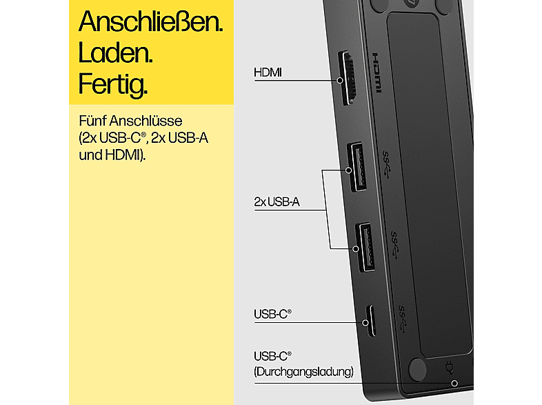 Thumbnail - HP - B2B USB-C Reisehub G3, Schwarz