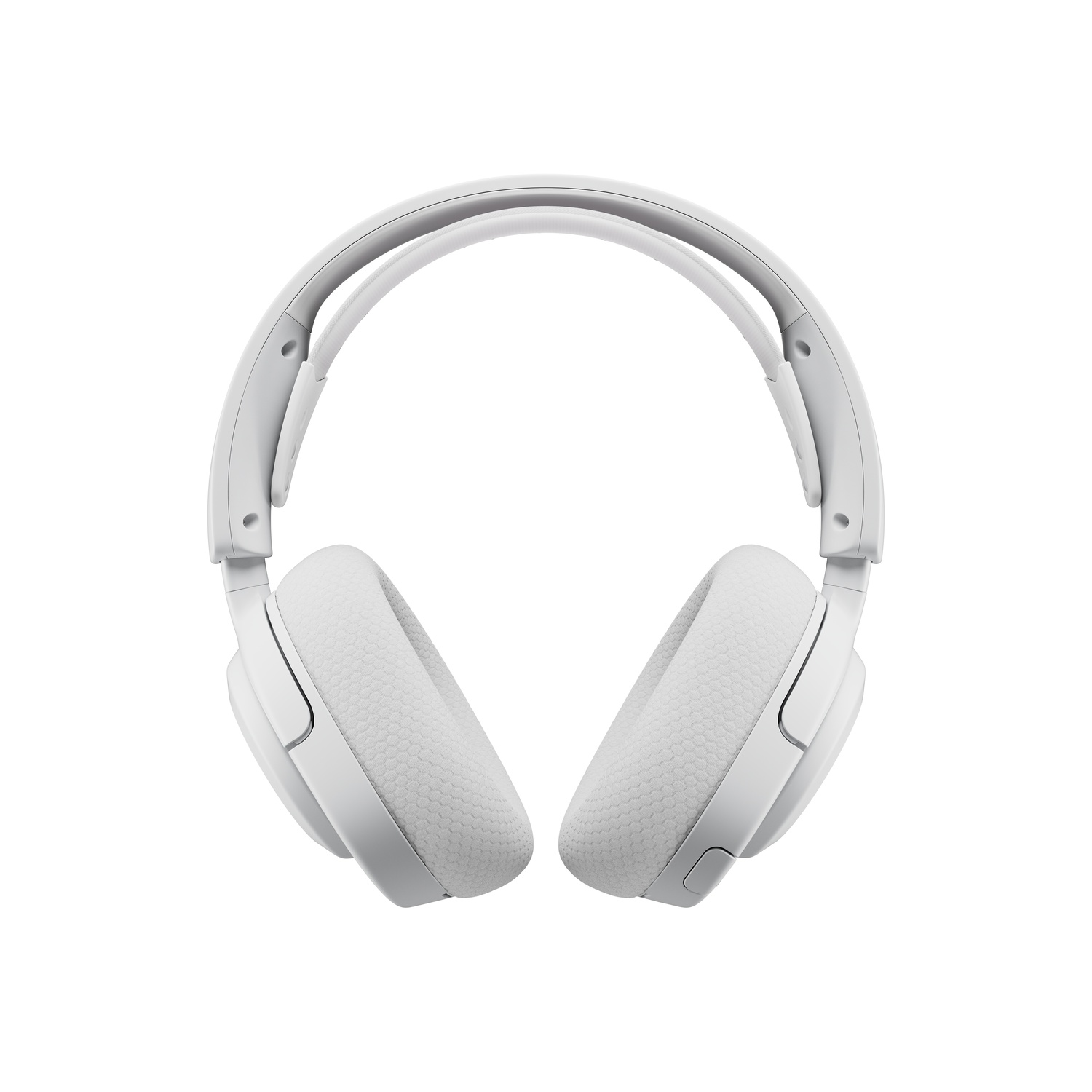 Casque blanc, vue de dessus. Le casque est sur fond blanc.