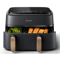 PHILIPS PHILIPS NA352/00 Heißluftfritteuse mit zwei Körben (9 l, 2750 Watt, Dunkelgrau/Kupfer)