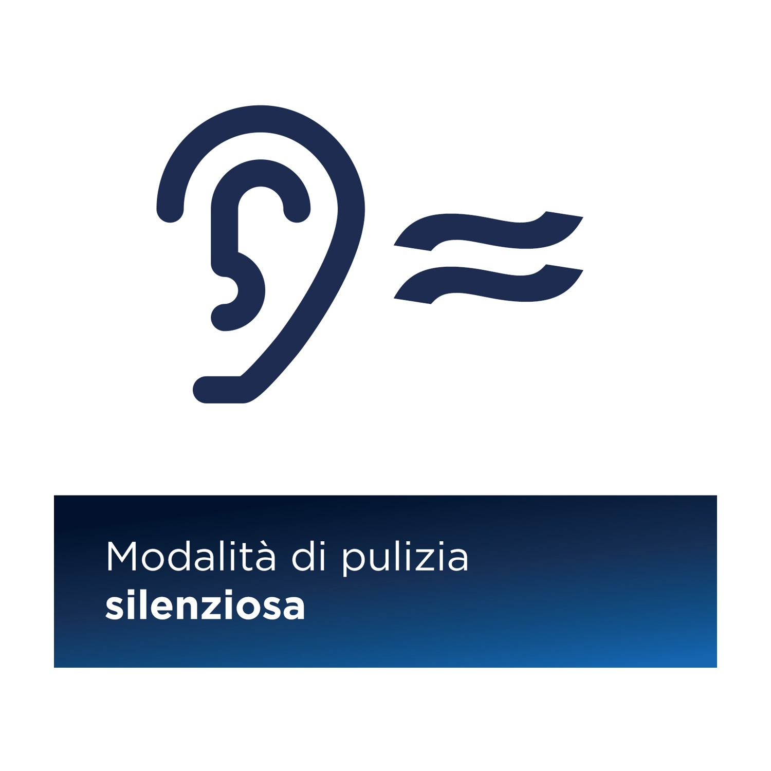 Un simbolo di orecchio è uguale a due linee ondulate, con testo italiano sotto.