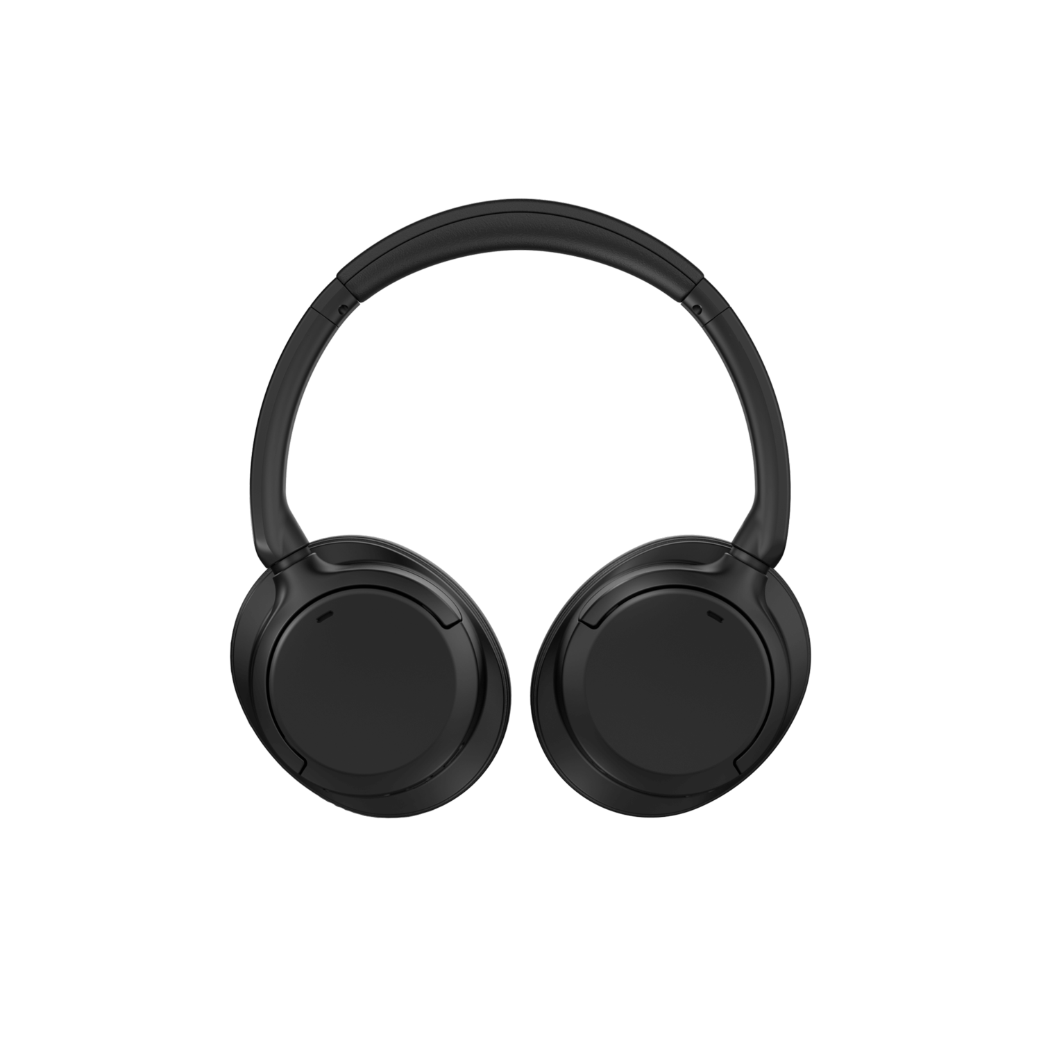 Black headphones on a black background. The headphones have a circular ear cup design.