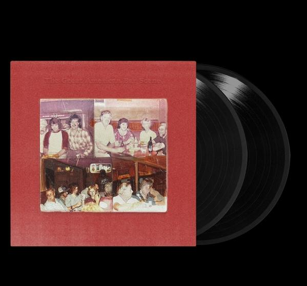 Vinil lemez albumborító, piros borító, fekete háttér. Az album egy bárban lévő emberek fotóját mutatja.