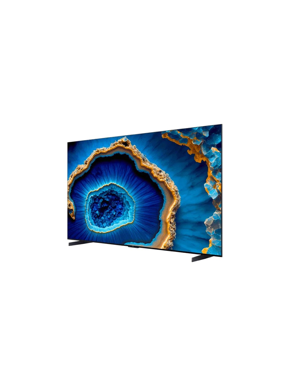 TV'de mavi ve turuncu soyut tasarım.