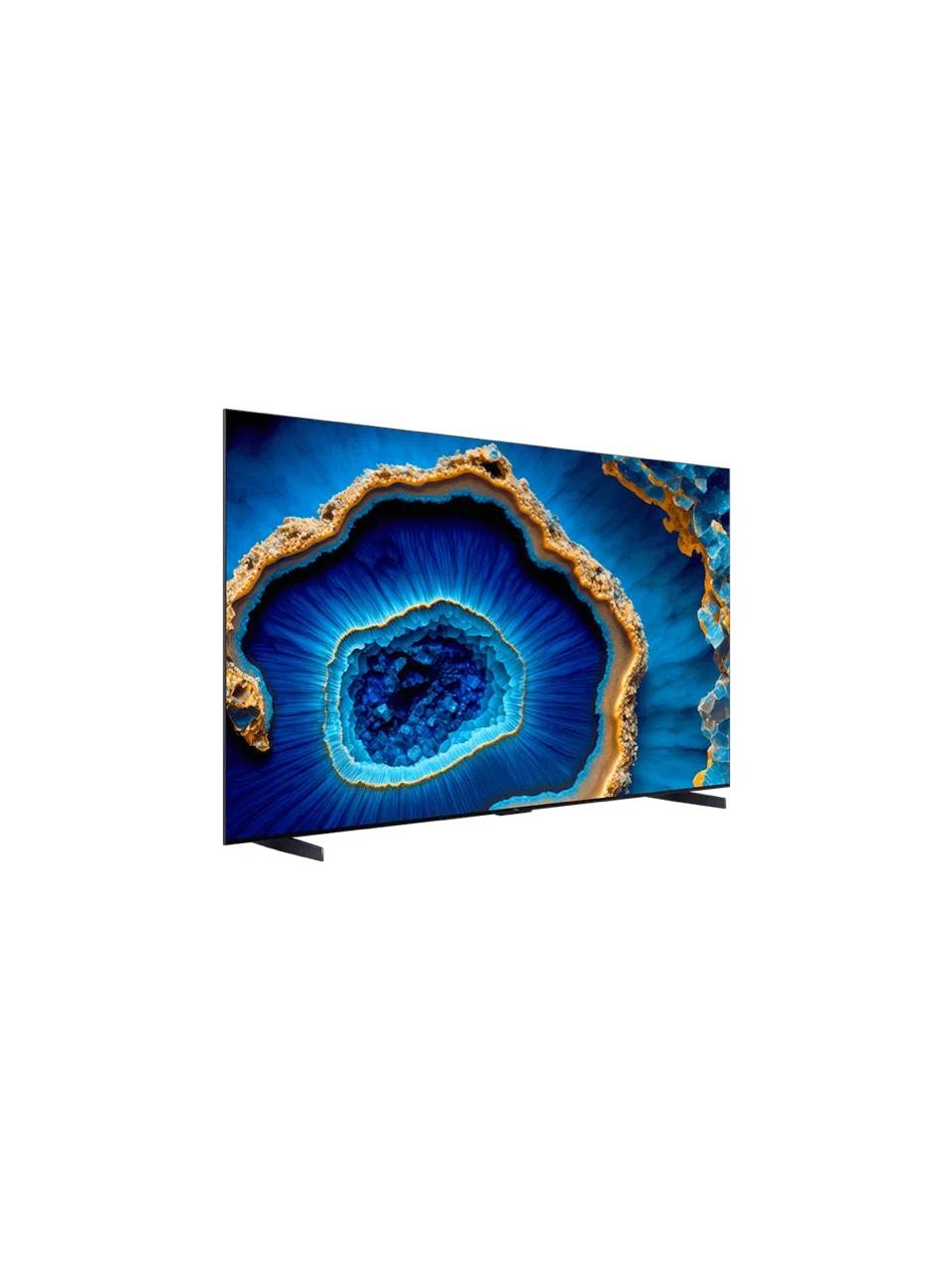 Mavi ve altın rengi bir kayanın yakın çekimiyle bir TV ekranı.