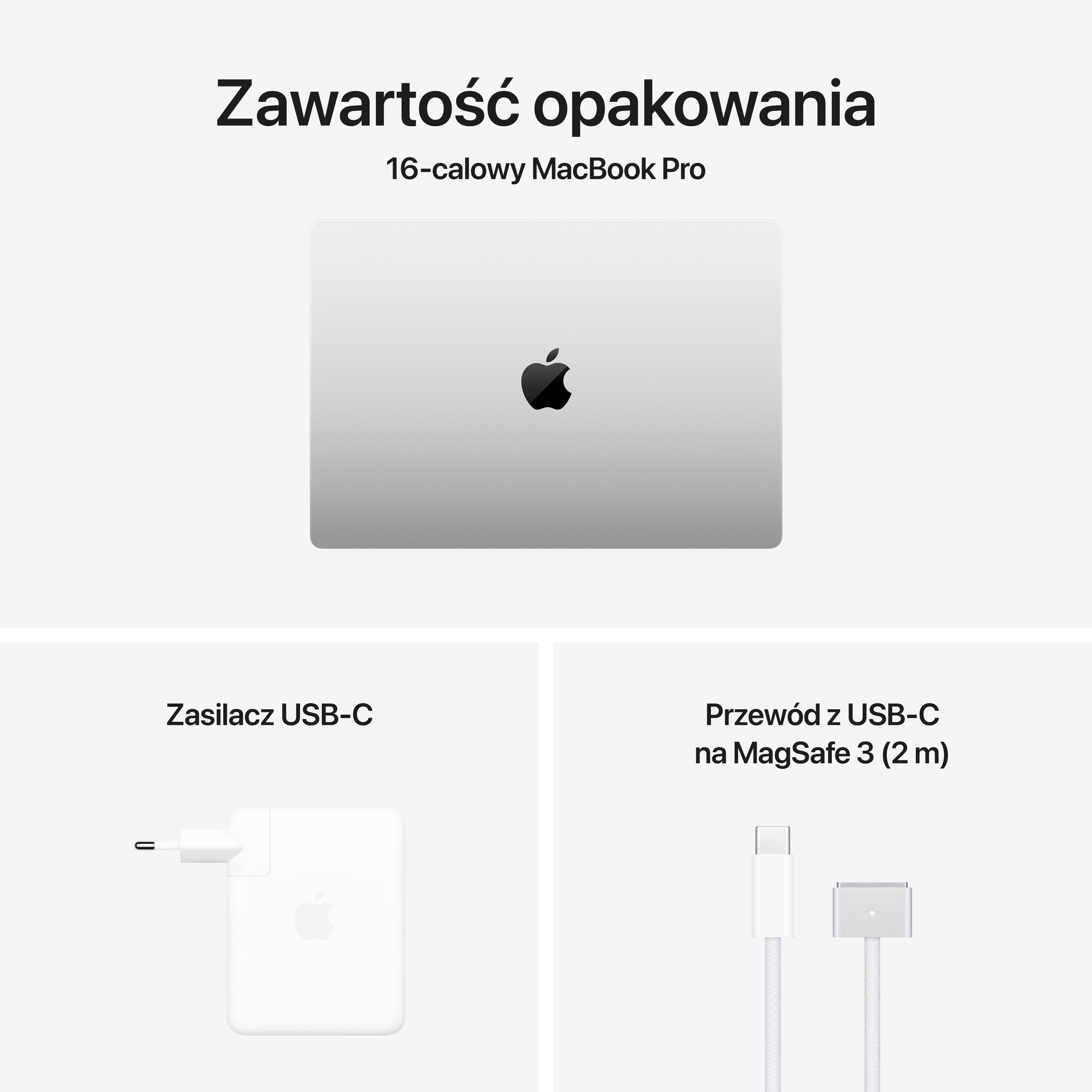 Laptop, ładowarka i kabel. MacBook Pro, biała ładowarka i biały kabel z magnetycznym złączem.