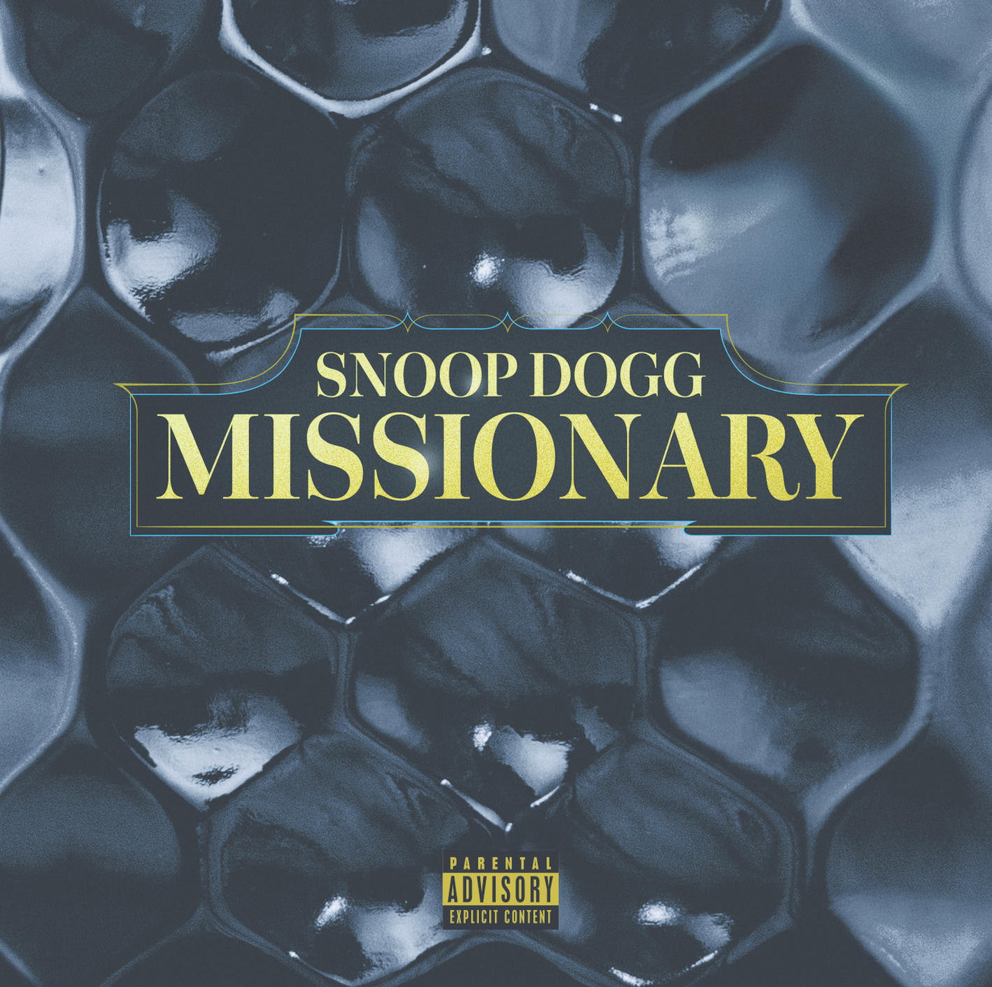 Cover für das Album 'Missionary' von Snoop Dogg auf strukturiertem Hintergrund mit Text oben.