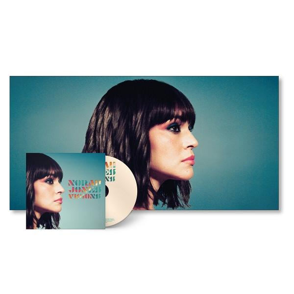 Albumcover mit Profil einer Frau und einer CD. Das Album heißt "Nora Jones Visions".